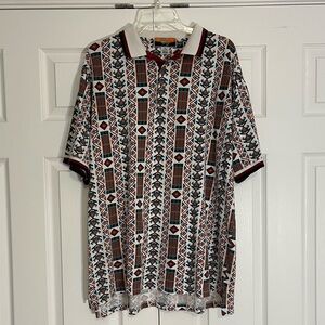 Cripple Creek 100% Cotton Western Geometric Aztec Inspired Polo
